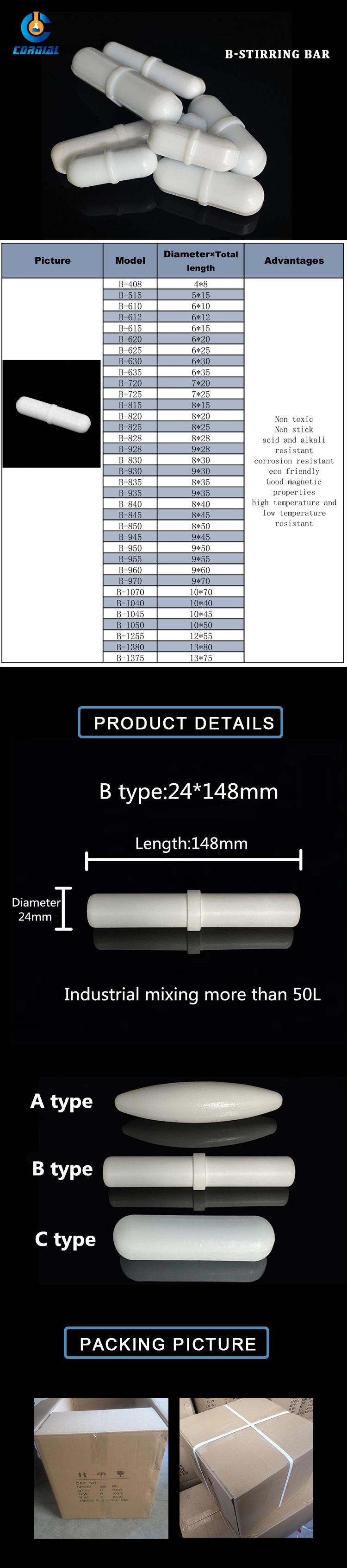 Cordial Medlab B-408-B-1375 Magnetic Stir Bar B